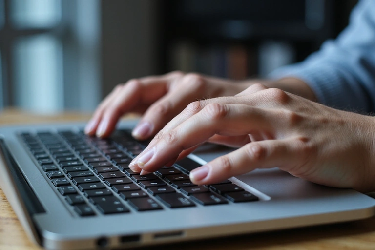 Person tippt auf einer Tastatur, um Kommentare oder Fragen einzugeben