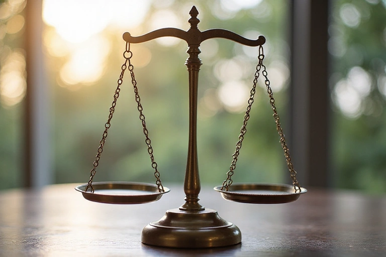 Waage symbolisiert Haftungsbeschränkung und Fairness